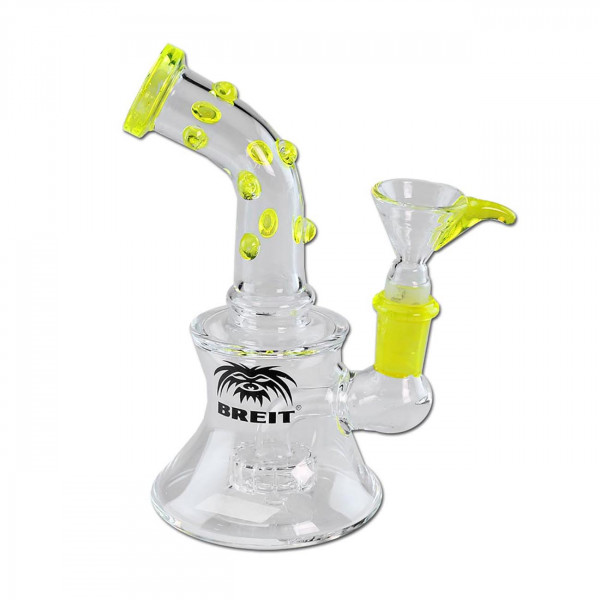 Glasbong mit Perkolator von Breit in Gelb mit einer höhe von 15cm
