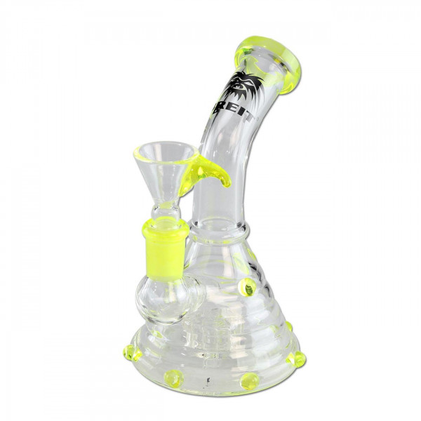Breit Bong aus Glas mit Troppelperkolator in Gelb