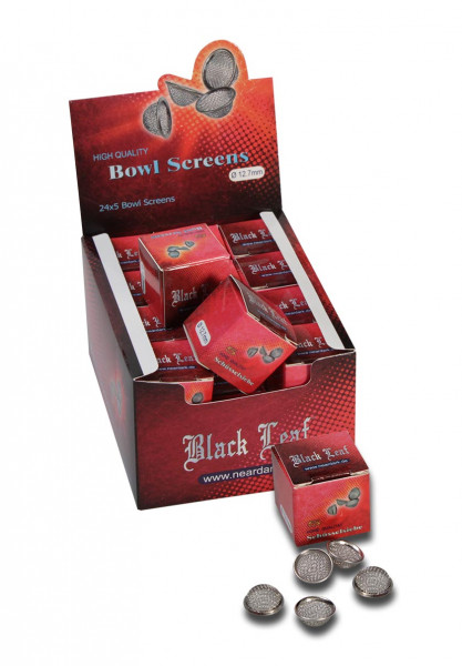 Black Leaf Bong Siebe in Schüsselform 12,7 mm in einer fünf Verpackung.