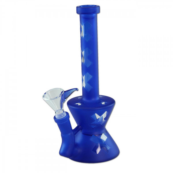 Glasbong Blau mit drei Kreuzen