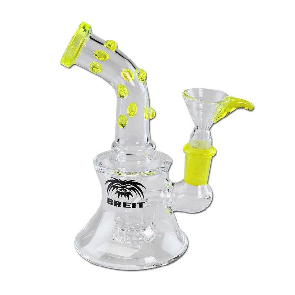 Glasbong mit Perkolator von Breit in Gelb mit einer höhe von 15cm