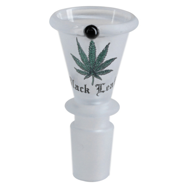 Black Leaf Glaskopf mit Hanfblatt Logo