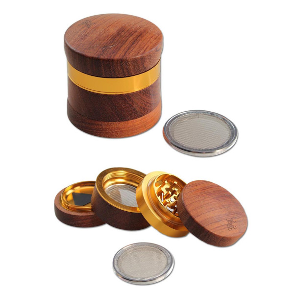 Black Leaf Holzgrinder mit golden Alumahlwerk