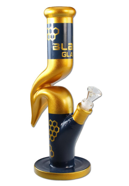 Goldene Zickzack Bong Borosilikatglas