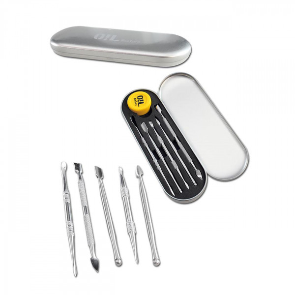 Das Black Leaf Dabbing Edelstahlwerkzeug mit Silikondose